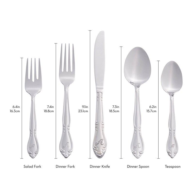 RiverRidge Rose Flatware Set 46 Piece Silverware - Elegant Utensils Set with Serving Pieces, Heavy Gauge Stainless Steel, Mirror Finish - Dishwasher Safe Cutlery for Daily Use & Special Occasions - Image 3
